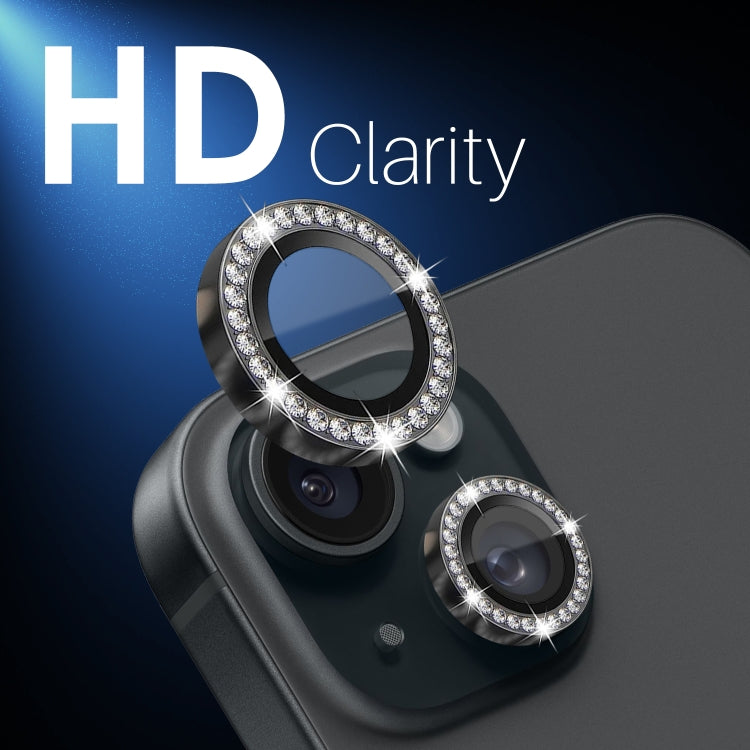 For iPhone 15 / 15 Plus / 14 / 14 Plus NORTHJO 3 Set 6Pcs Camera Lens Protector Diamond Metal Ring Film(Graphite) - iPhone 15 Tempered Glass by NORTHJO | Online Shopping UK | buy2fix
