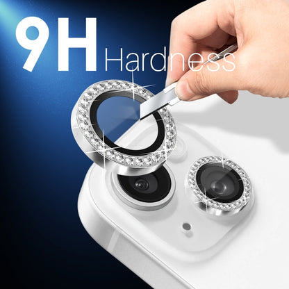 For iPhone 15 / 15 Plus / 14 / 14 Plus NORTHJO 3 Set 6Pcs Camera Lens Protector Diamond Metal Ring Film(Silver) - iPhone 15 Tempered Glass by NORTHJO | Online Shopping UK | buy2fix