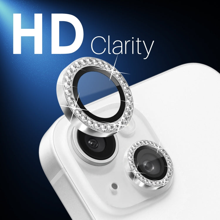 For iPhone 15 / 15 Plus / 14 / 14 Plus NORTHJO 3 Set 6Pcs Camera Lens Protector Diamond Metal Ring Film(Silver) - iPhone 15 Tempered Glass by NORTHJO | Online Shopping UK | buy2fix