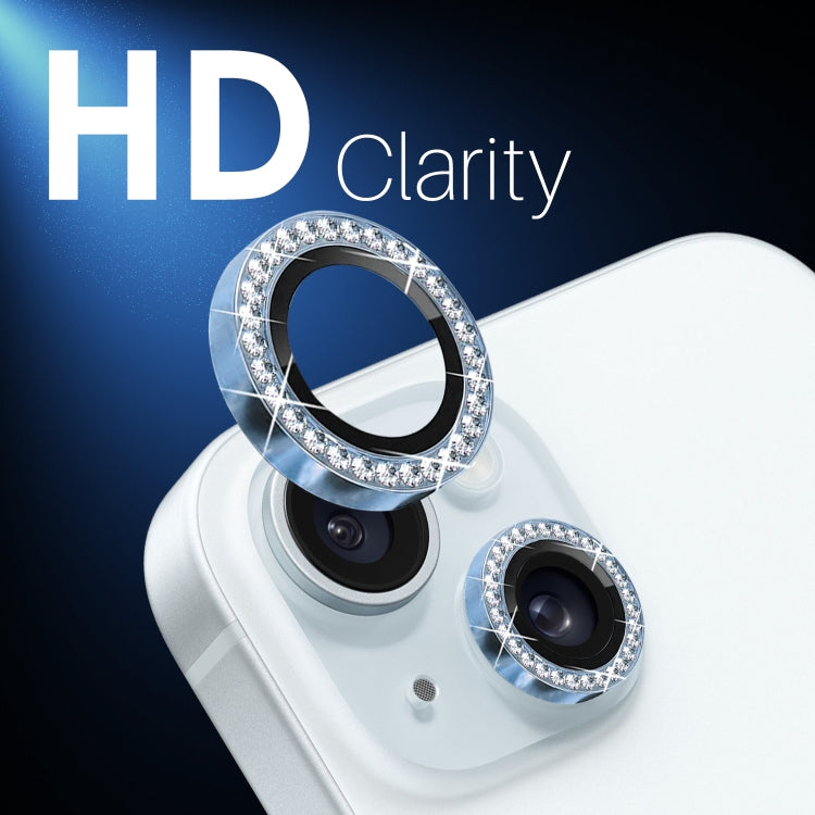 For iPhone 15 / 15 Plus / 14 / 14 Plus NORTHJO 3 Set 6Pcs Camera Lens Protector Diamond Metal Ring Film(Blue) - iPhone 15 Tempered Glass by NORTHJO | Online Shopping UK | buy2fix