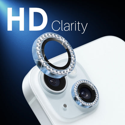 For iPhone 15 / 15 Plus / 14 / 14 Plus NORTHJO 3 Set 6Pcs Camera Lens Protector Diamond Metal Ring Film(Blue) - iPhone 15 Tempered Glass by NORTHJO | Online Shopping UK | buy2fix