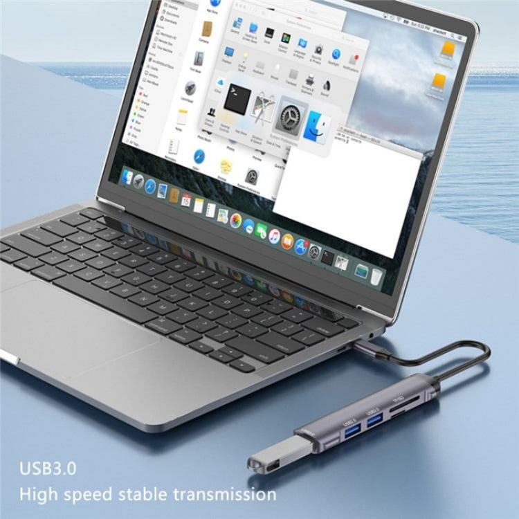 T505 Laptop Phone Adapter Type-C to USB2.0x2 + USB3.0 + TF / SD Card Slots USB HUB by buy2fix