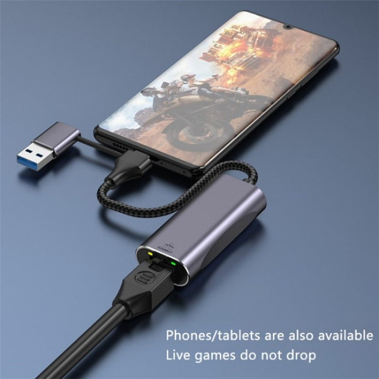 T30B USB / Type-C to Gigabit Hub Adapter for Laptop Tablet PC Phones Docking Station by buy2fix