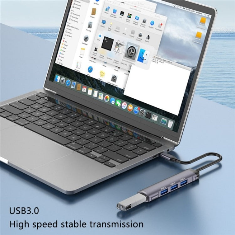 T-503 Portable 4-in-1 Type-C Docking Station USB-C to USB2.0 x 3 + USB3.0 HUB Adapter by buy2fix