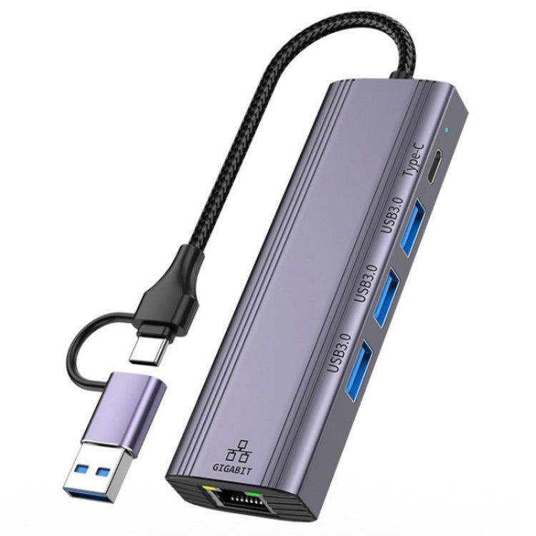 T513 USB-A / Type-C to USB3.0 x 3 + USB-C + Gigabit Laptop Adapter Docking Station by buy2fix