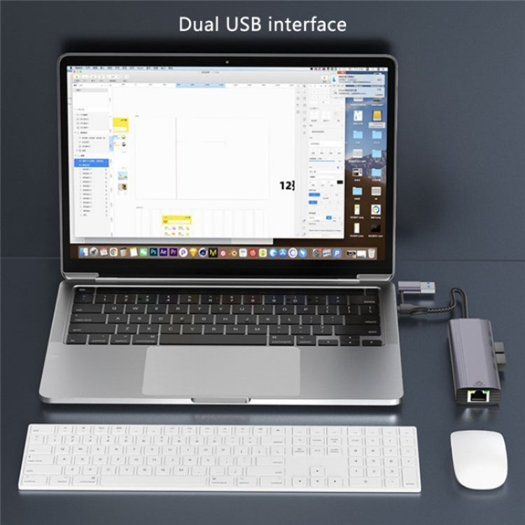T513 USB-A / Type-C to USB3.0 x 3 + USB-C + Gigabit Laptop Adapter Docking Station by buy2fix