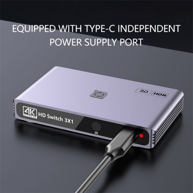 Q301 4K / 60hz HD Video Aluminum Alloy Adapter 3 Input 1 Output HDMI Switcher by buy2fix