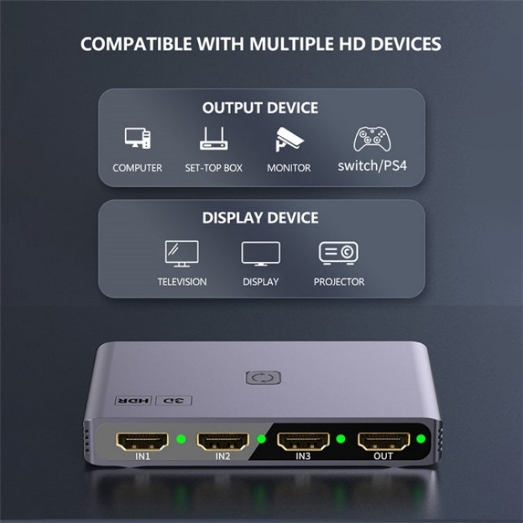 Q301 4K / 60hz HD Video Aluminum Alloy Adapter 3 Input 1 Output HDMI Switcher by buy2fix