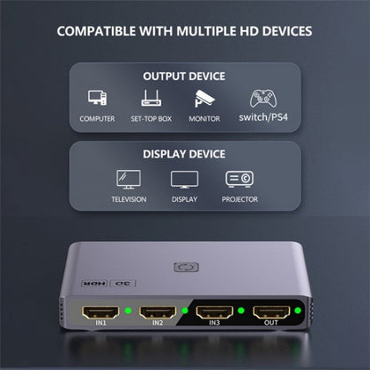 Q301 4K / 60hz HD Video Aluminum Alloy Adapter 3 Input 1 Output HDMI Switcher by buy2fix