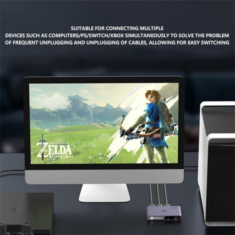 Q301 4K / 60hz HD Video Aluminum Alloy Adapter 3 Input 1 Output HDMI Switcher by buy2fix