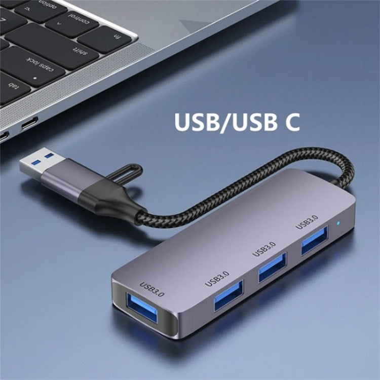 T203 USB + Type-C 3.0 Converter Hub 5Gbps USB 3.0 Data Transfer Adapter for Laptop / Tablet PC by buy2fix