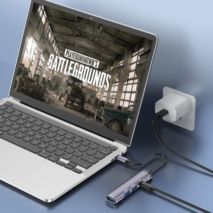 T506 Aluminum Alloy Multi-Port Converter USB-C 3.0 to PD + USB 3.0 + 2 x USB 2.0 Adapter HUB by buy2fix