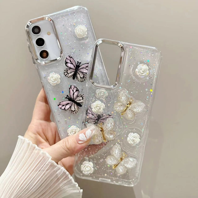 For Samsung Galaxy S25 Ultra 5G Three-dimensional Butterfly Glitter TPU Phone Case(Pink) by buy2fix