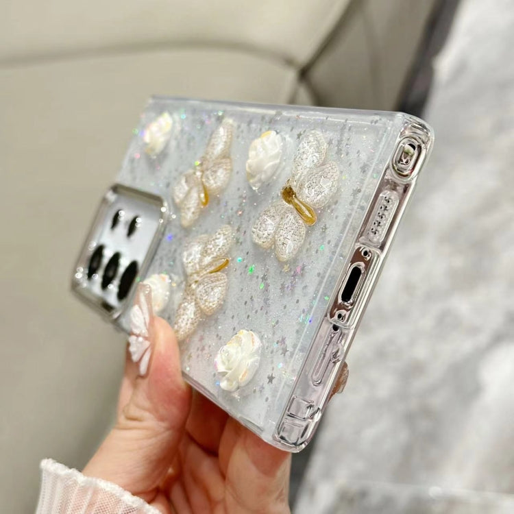 For Samsung Galaxy S25 Ultra 5G Three-dimensional Butterfly Glitter TPU Phone Case(Gold) by buy2fix