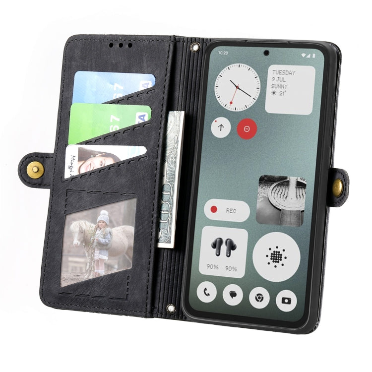 For Nothing CMF Phone 1 Geometric Zipper Wallet Side Buckle Leather Phone Case(Black) - Nothing Cases by buy2fix | Online Shopping UK | buy2fix