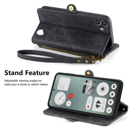 For Nothing CMF Phone 1 Geometric Zipper Wallet Side Buckle Leather Phone Case(Black) - Nothing Cases by buy2fix | Online Shopping UK | buy2fix