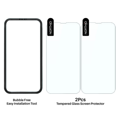 For iPhone 14 Plus NORTHJO 2pcs A++ Screen Protector Tempered Glass Film with Installation Frame - iPhone 14 Plus Tempered Glass by NORTHJO | Online Shopping UK | buy2fix