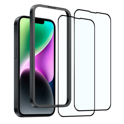 For iPhone 14 Plus NORTHJO 2pcs A++ Tempered Glass Film with Installation Frame - iPhone 14 Plus Tempered Glass by NORTHJO | Online Shopping UK | buy2fix