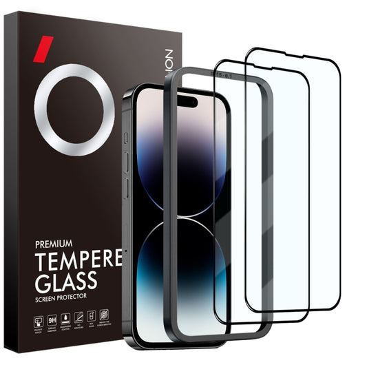 For iPhone 14 Pro NORTHJO 2pcs A++ Tempered Glass Film with Installation Frame - iPhone 14 Pro Tempered Glass by NORTHJO | Online Shopping UK | buy2fix