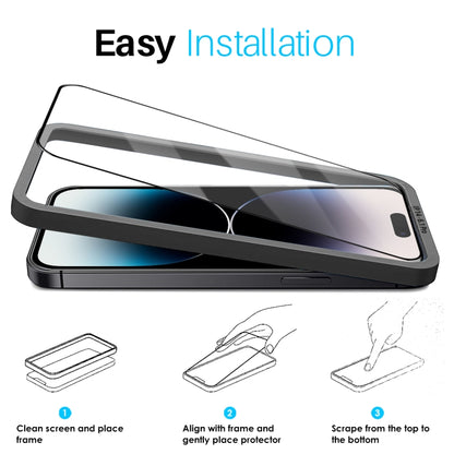 For iPhone 14 Pro NORTHJO 2pcs A++ Tempered Glass Film with Installation Frame - iPhone 14 Pro Tempered Glass by NORTHJO | Online Shopping UK | buy2fix