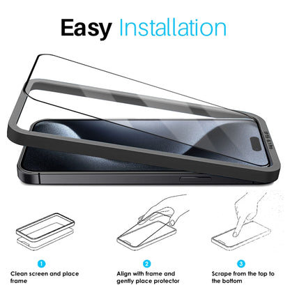 For iPhone 15 Pro NORTHJO 2pcs A++ Tempered Glass Film with Installation Frame - iPhone 15 Pro Tempered Glass by NORTHJO | Online Shopping UK | buy2fix