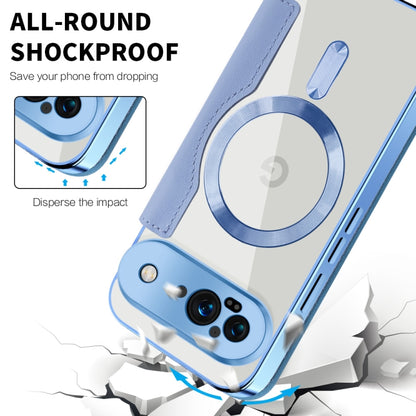 For Google Pixel 9 Shield Magsafe RFID Anti-theft Rhombus Leather Phone Case(Blue) by buy2fix