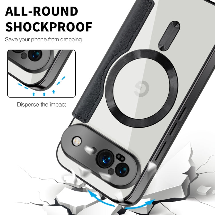 For Google Pixel 9 Shield Magsafe RFID Anti-theft Rhombus Leather Phone Case(Black) by buy2fix