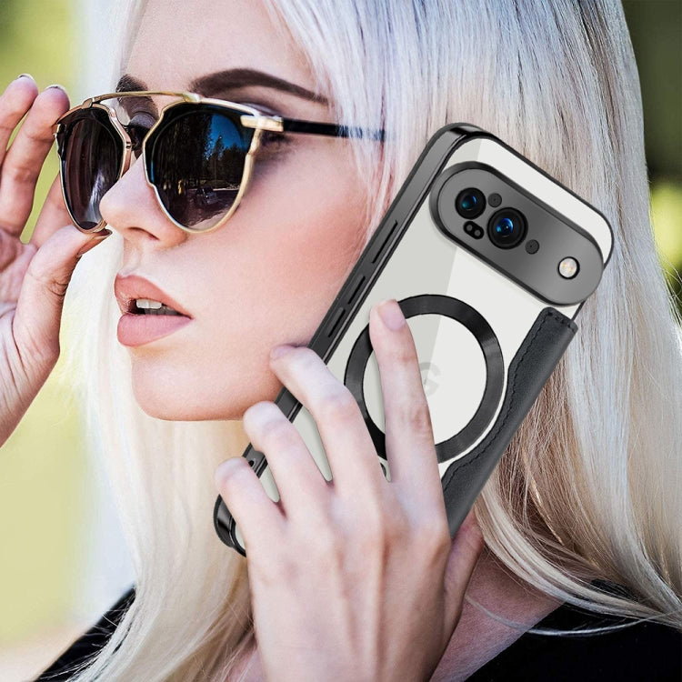 For Google Pixel 9 Shield Magsafe RFID Anti-theft Rhombus Leather Phone Case(Black) by buy2fix