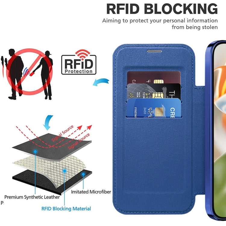 For Google Pixel 9 Shield Magsafe RFID Anti-theft Rhombus Leather Phone Case(Dark Blue) by buy2fix