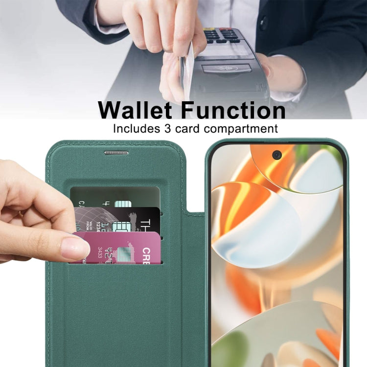 For Google Pixel 9 Shield Magsafe RFID Anti-theft Rhombus Leather Phone Case(Green) by buy2fix