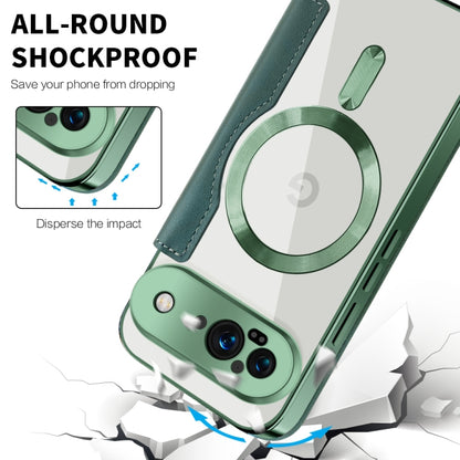 For Google Pixel 9 Shield Magsafe RFID Anti-theft Rhombus Leather Phone Case(Green) by buy2fix