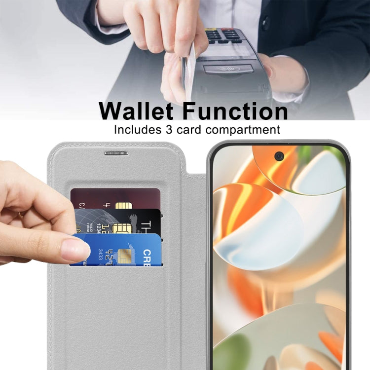 For Google Pixel 9 Shield Magsafe RFID Anti-theft Rhombus Leather Phone Case(Grey) by buy2fix