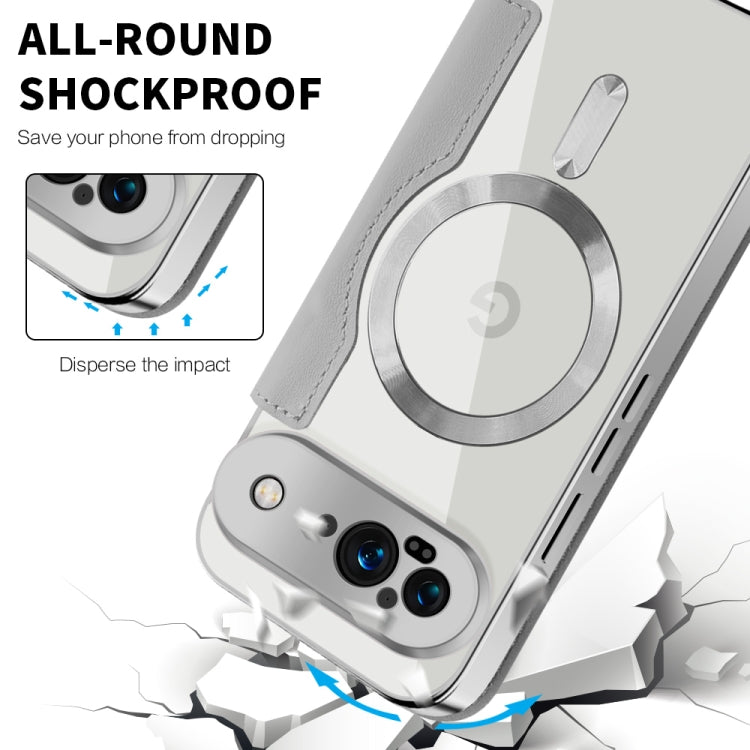 For Google Pixel 9 Shield Magsafe RFID Anti-theft Rhombus Leather Phone Case(Grey) by buy2fix