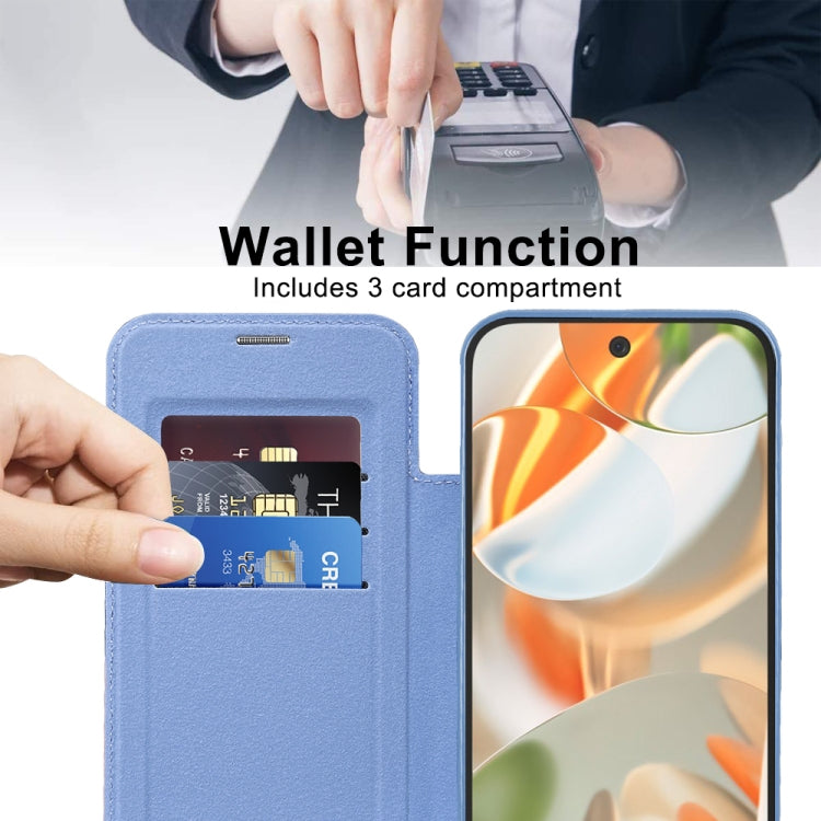 For Google Pixel 9 Pro Shield Magsafe RFID Anti-theft Rhombus Leather Phone Case(Blue) by buy2fix