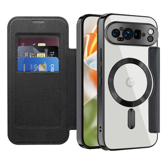 For Google Pixel 9 Pro Shield Magsafe RFID Anti-theft Rhombus Leather Phone Case(Black) by buy2fix