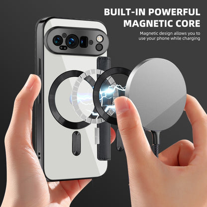 For Google Pixel 9 Pro Shield Magsafe RFID Anti-theft Rhombus Leather Phone Case(Black) by buy2fix