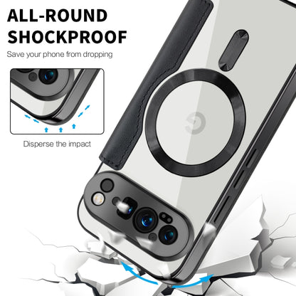 For Google Pixel 9 Pro Shield Magsafe RFID Anti-theft Rhombus Leather Phone Case(Black) by buy2fix