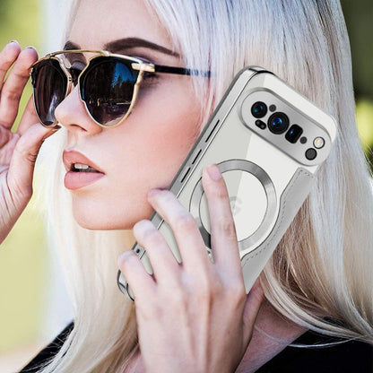 For Google Pixel 9 Pro Shield Magsafe RFID Anti-theft Rhombus Leather Phone Case(Grey) by buy2fix