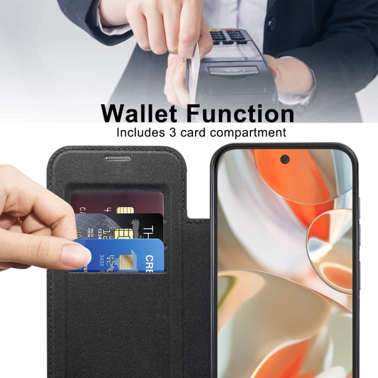 For Google Pixel 9 Pro XL Shield Magsafe RFID Anti-theft Rhombus Leather Phone Case(Black) by buy2fix