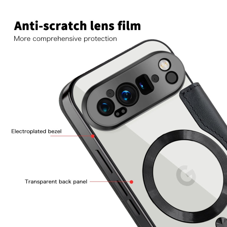 For Google Pixel 9 Pro XL Shield Magsafe RFID Anti-theft Rhombus Leather Phone Case(Black) by buy2fix