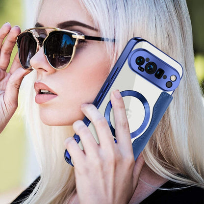 For Google Pixel 9 Pro XL Shield Magsafe RFID Anti-theft Rhombus Leather Phone Case(Dark Blue) by buy2fix