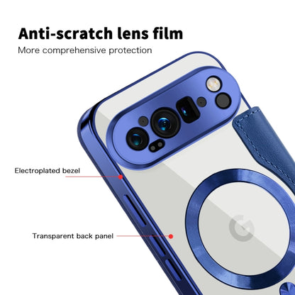 For Google Pixel 9 Pro XL Shield Magsafe RFID Anti-theft Rhombus Leather Phone Case(Dark Blue) by buy2fix