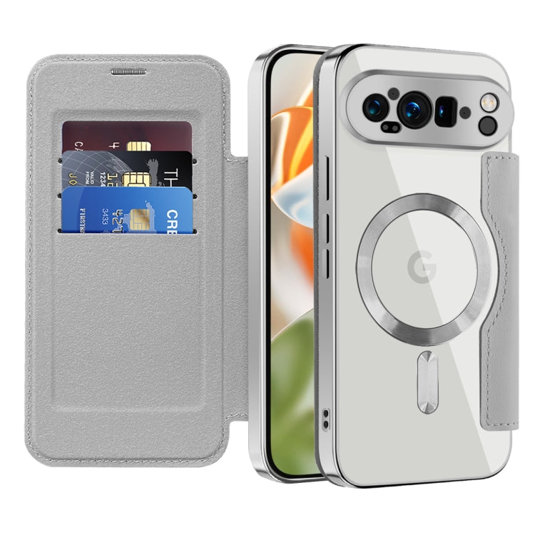 For Google Pixel 9 Pro XL Shield Magsafe RFID Anti-theft Rhombus Leather Phone Case(Grey) by buy2fix