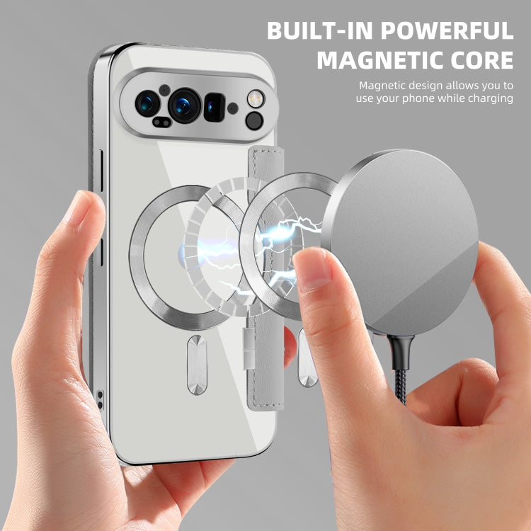 For Google Pixel 9 Pro XL Shield Magsafe RFID Anti-theft Rhombus Leather Phone Case(Grey) by buy2fix