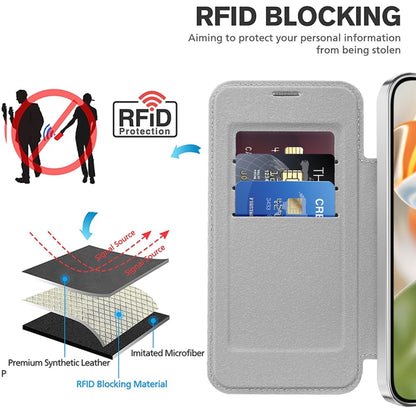 For Google Pixel 9 Pro XL Shield Magsafe RFID Anti-theft Rhombus Leather Phone Case(Grey) by buy2fix