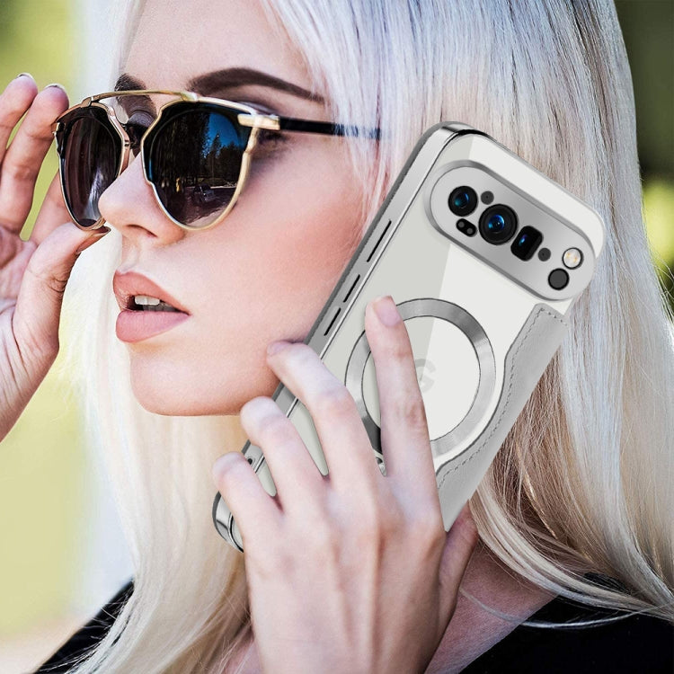 For Google Pixel 9 Pro XL Shield Magsafe RFID Anti-theft Rhombus Leather Phone Case(Grey) by buy2fix