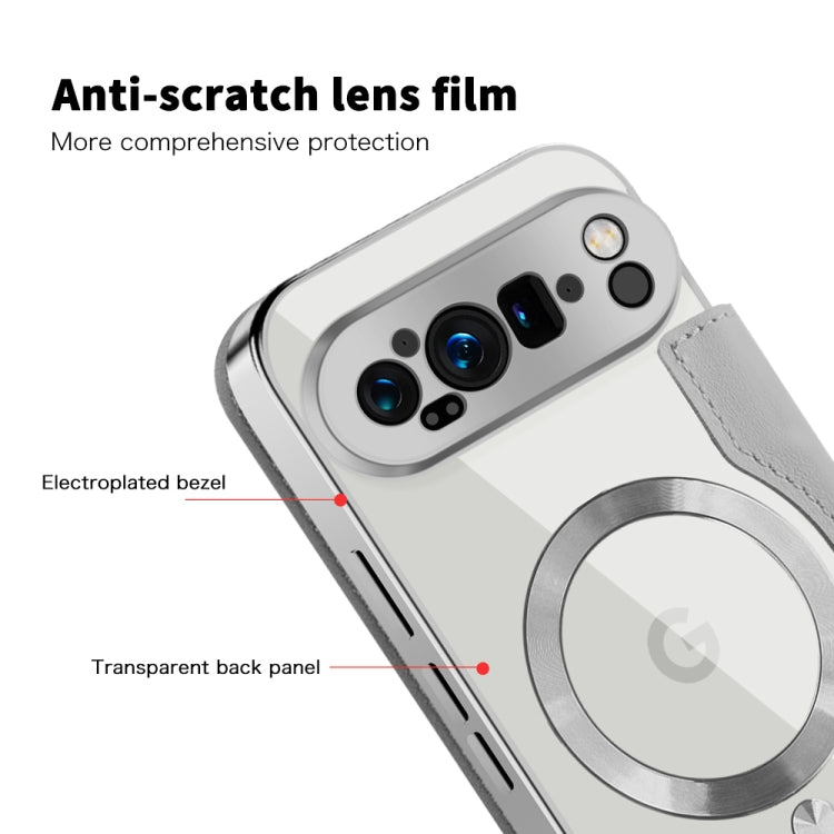 For Google Pixel 9 Pro XL Shield Magsafe RFID Anti-theft Rhombus Leather Phone Case(Grey) by buy2fix