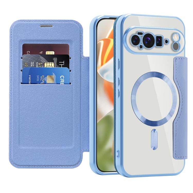 For Google Pixel 10 Pro XL Shield Magsafe RFID Anti-theft Rhombus Leather Phone Case(Blue) - Google Cases by buy2fix | Online Shopping UK | buy2fix