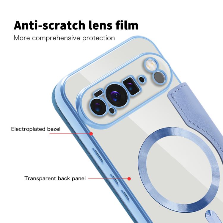 For Google Pixel 10 Pro XL Shield Magsafe RFID Anti-theft Rhombus Leather Phone Case(Blue) - Google Cases by buy2fix | Online Shopping UK | buy2fix