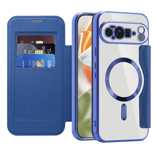 For Google Pixel 10 Pro XL Shield Magsafe RFID Anti-theft Rhombus Leather Phone Case(Dark Blue) - Google Cases by buy2fix | Online Shopping UK | buy2fix